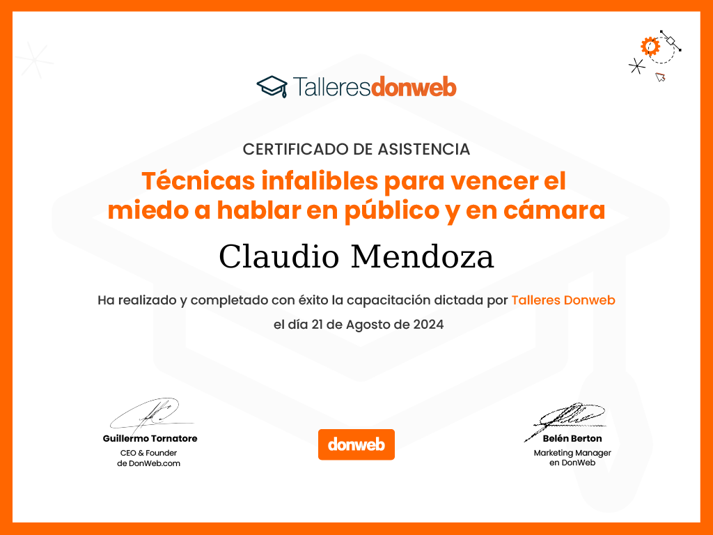 Certificado de asistencia · Talleres DonWeb