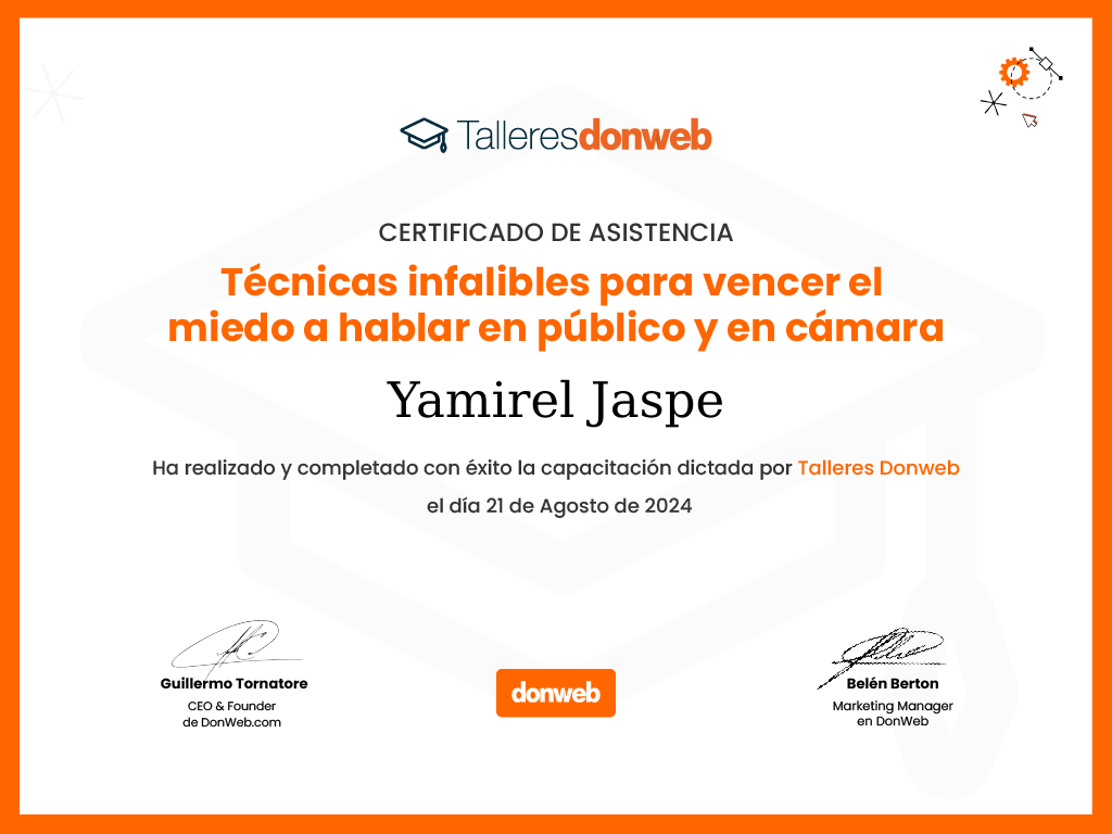 Certificado de asistencia · Talleres DonWeb