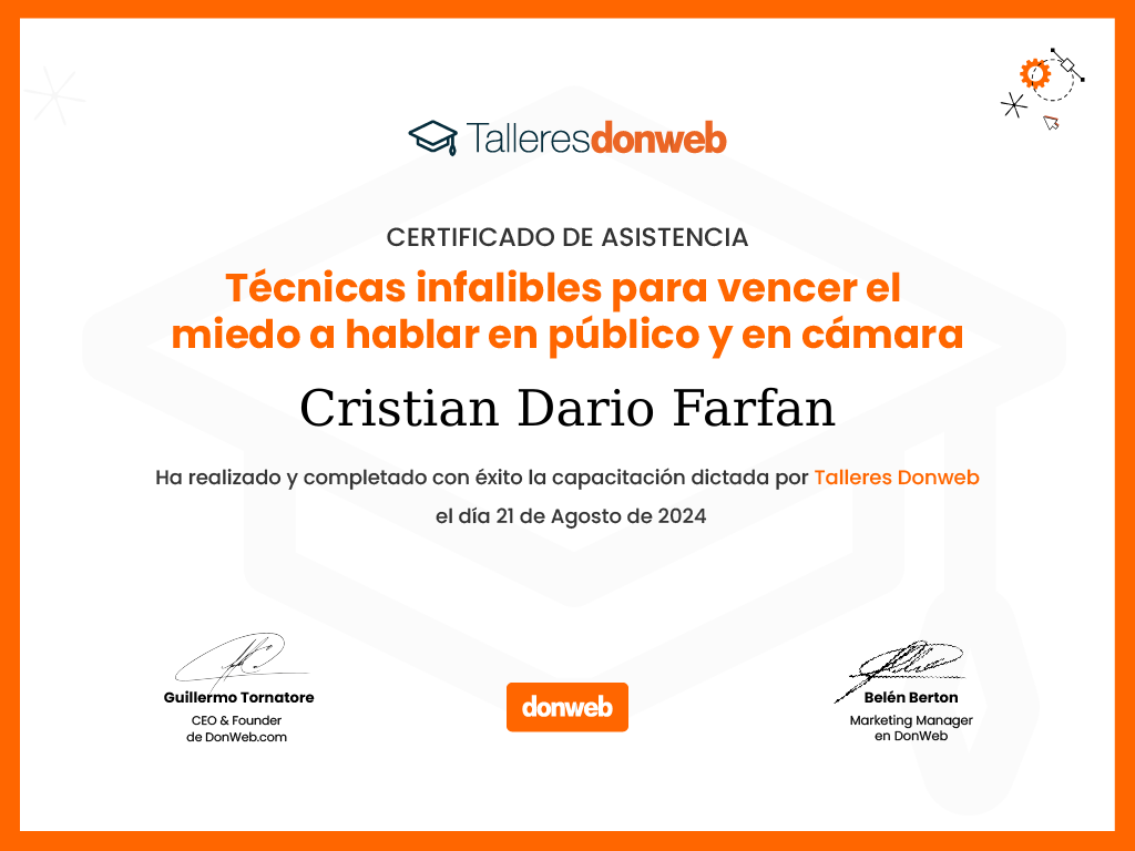 Certificado de asistencia · Talleres DonWeb
