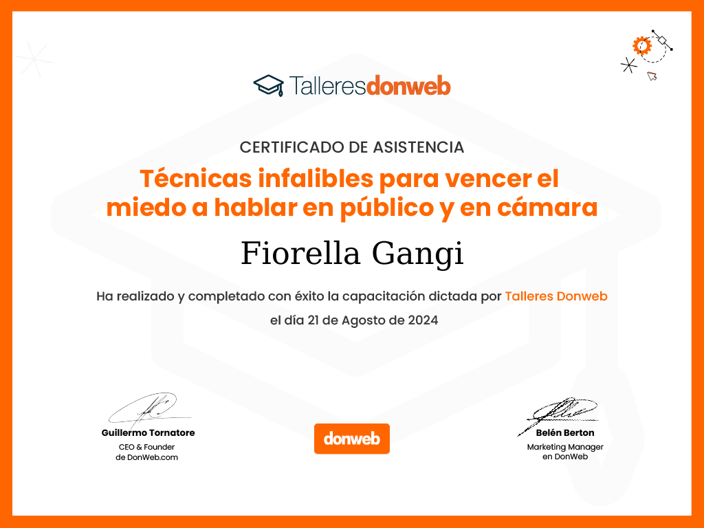 Certificado de asistencia · Talleres DonWeb