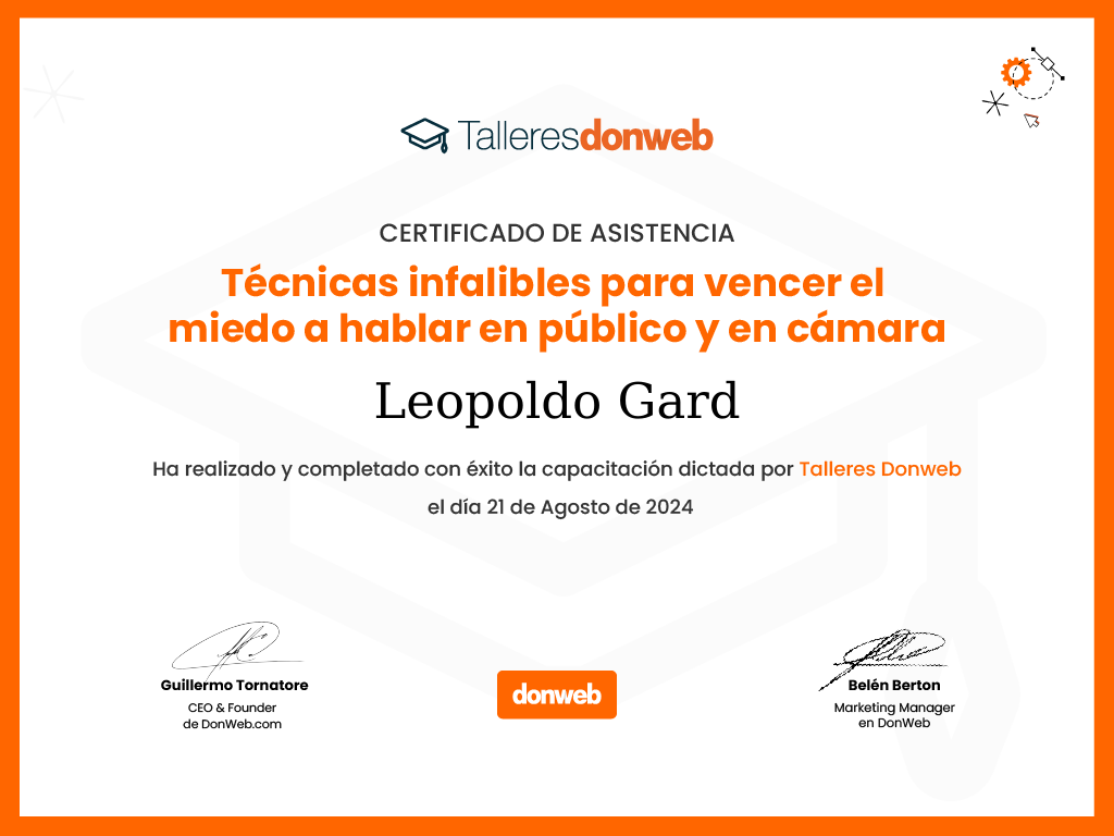 Certificado de asistencia · Talleres DonWeb