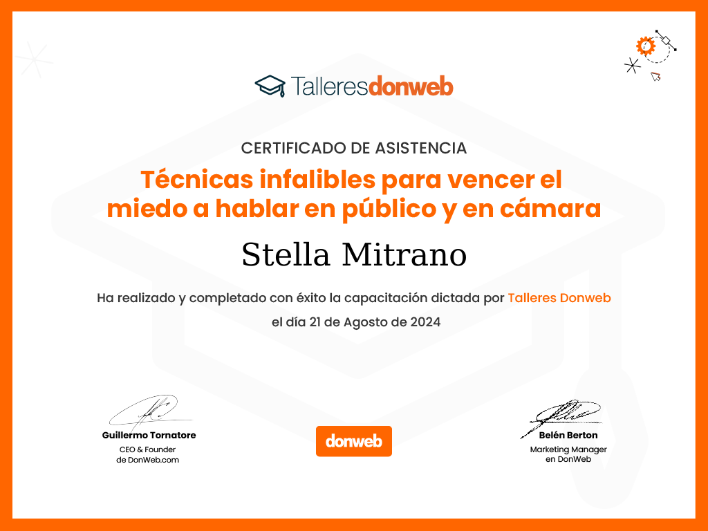 Certificado de asistencia · Talleres DonWeb