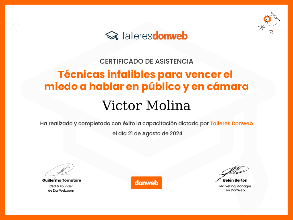 Certificado de asistencia · Talleres DonWeb