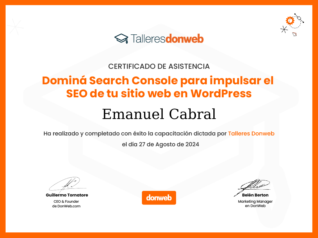 Certificado de asistencia · Talleres DonWeb