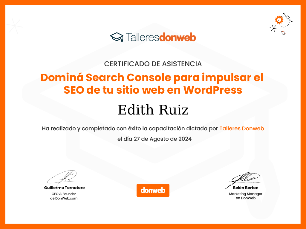 Certificado de asistencia · Talleres DonWeb