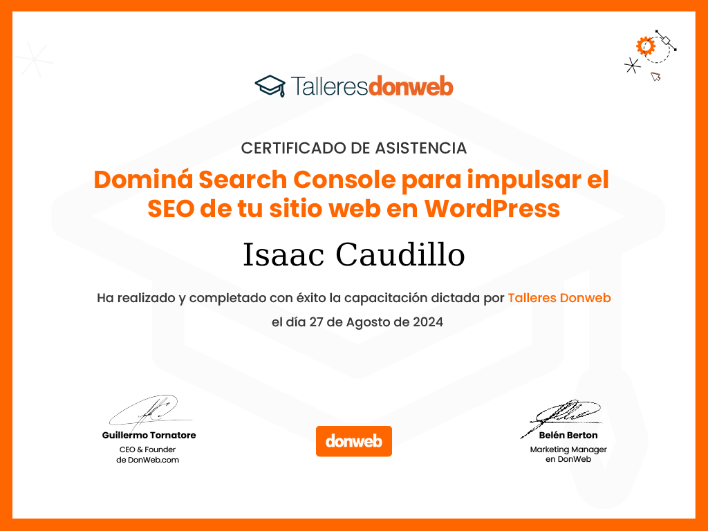 Certificado de asistencia · Talleres DonWeb