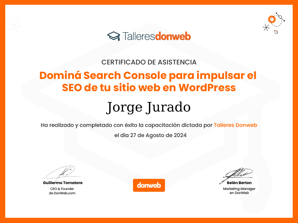 Certificado de asistencia · Talleres DonWeb