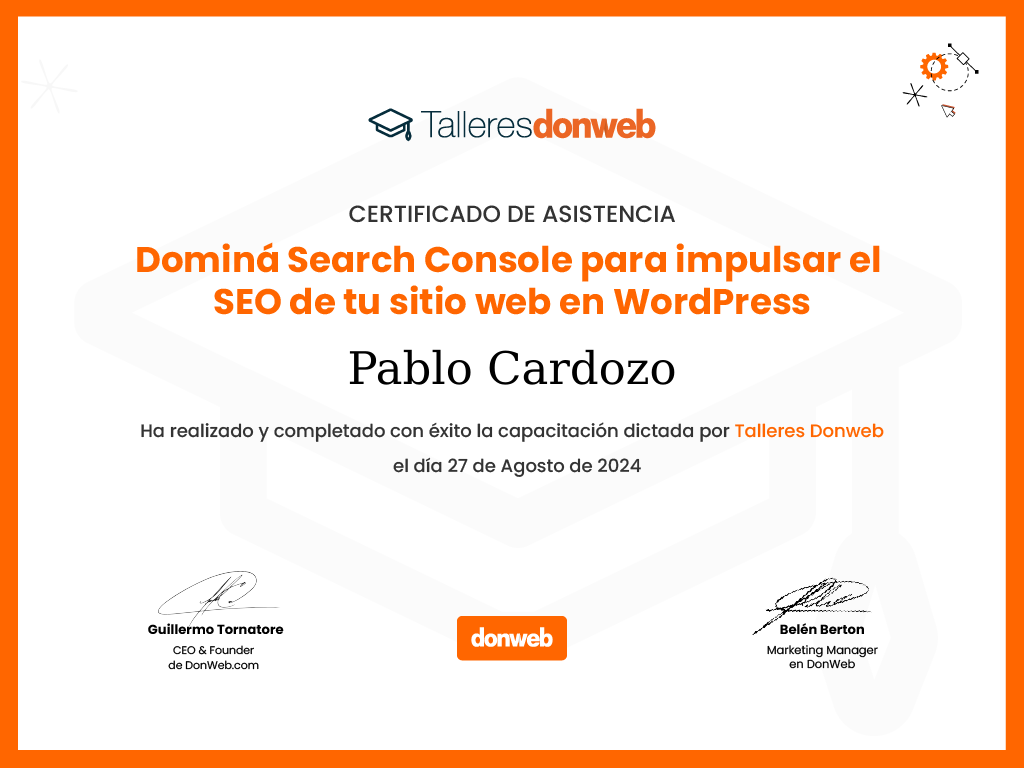 Certificado de asistencia · Talleres DonWeb