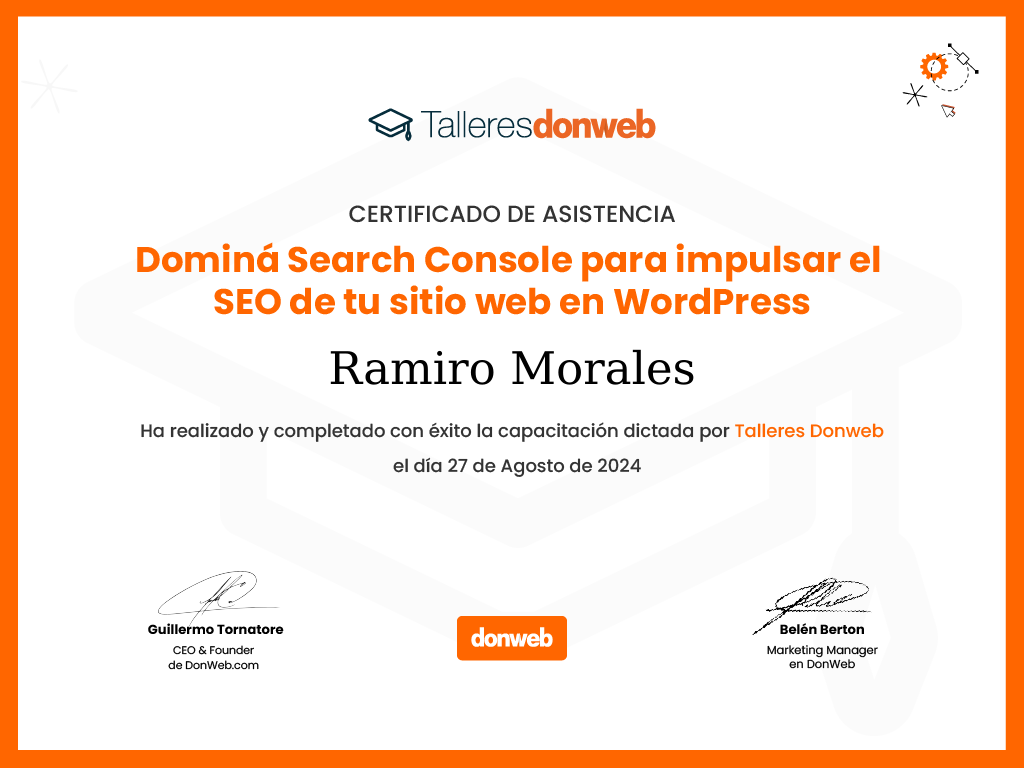 Certificado de asistencia · Talleres DonWeb