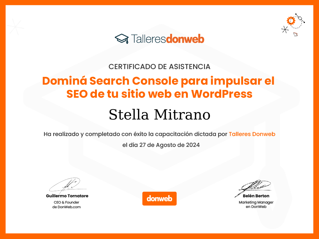Certificado de asistencia · Talleres DonWeb