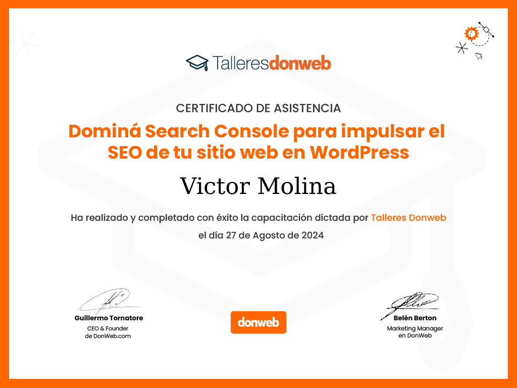 Certificado de asistencia · Talleres DonWeb