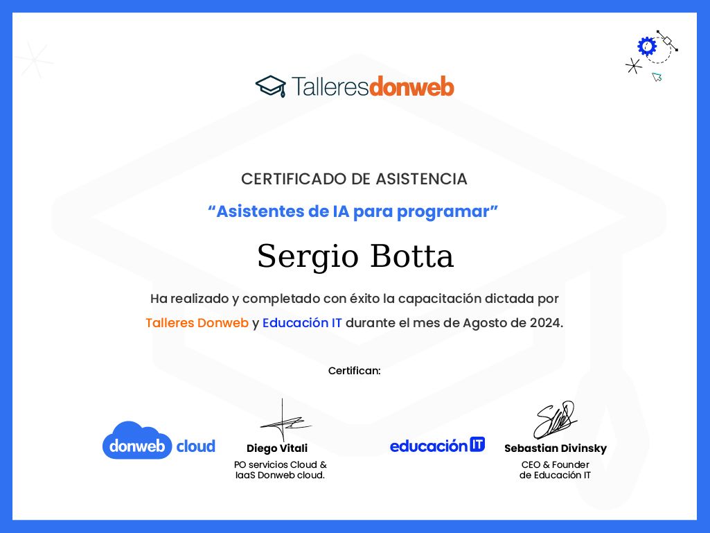 Certificado de asistencia · Talleres DonWeb