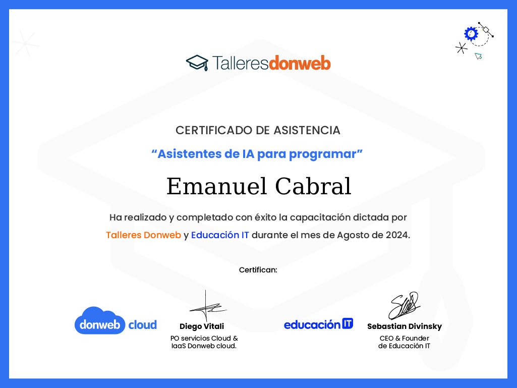 Certificado de asistencia · Talleres DonWeb