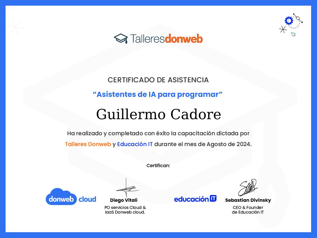 Certificado de asistencia · Talleres DonWeb