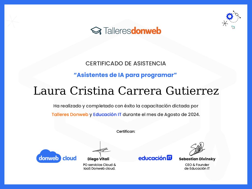 Certificado de asistencia · Talleres DonWeb