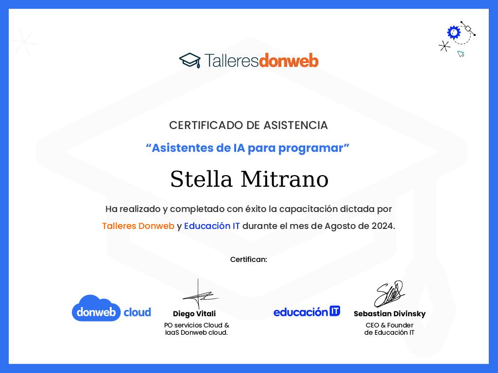 Certificado de asistencia · Talleres DonWeb