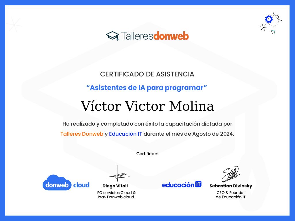 Certificado de asistencia · Talleres DonWeb