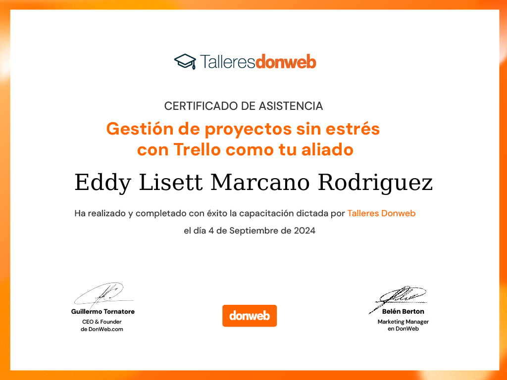 Certificado de asistencia · Talleres DonWeb