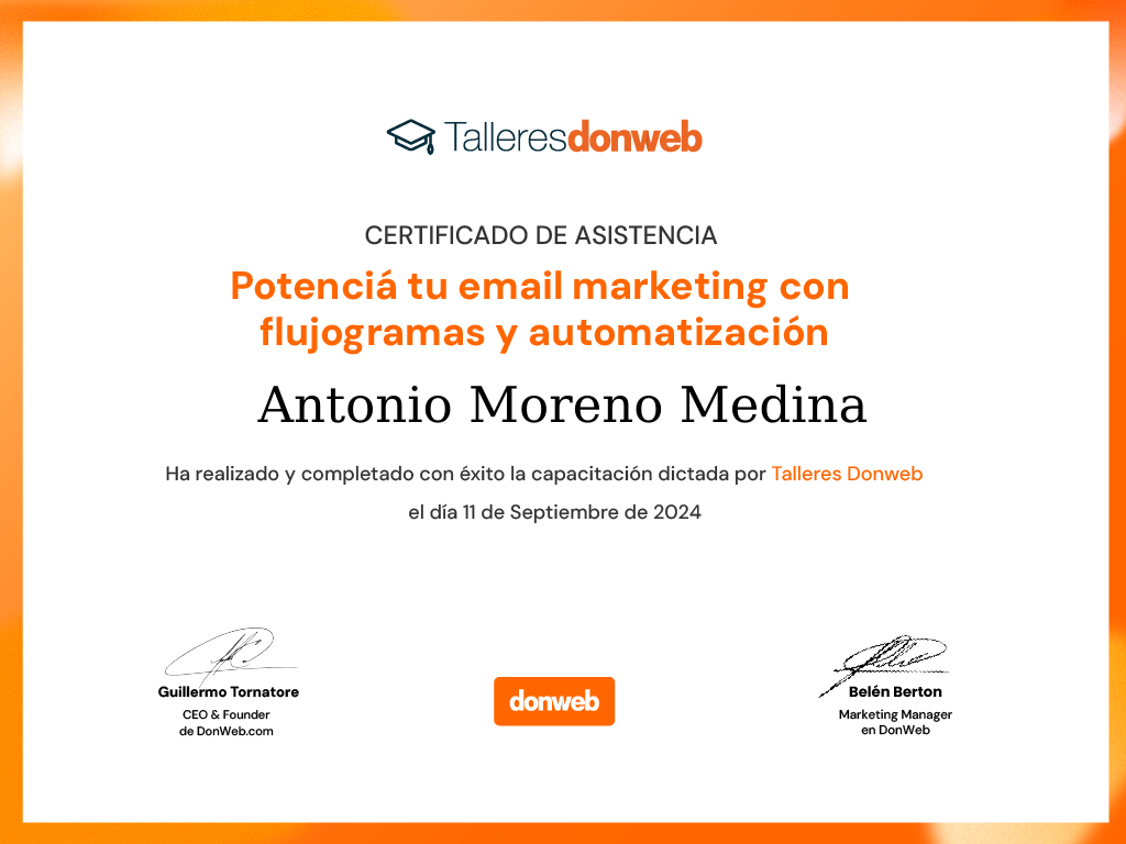 Certificado de asistencia · Talleres DonWeb
