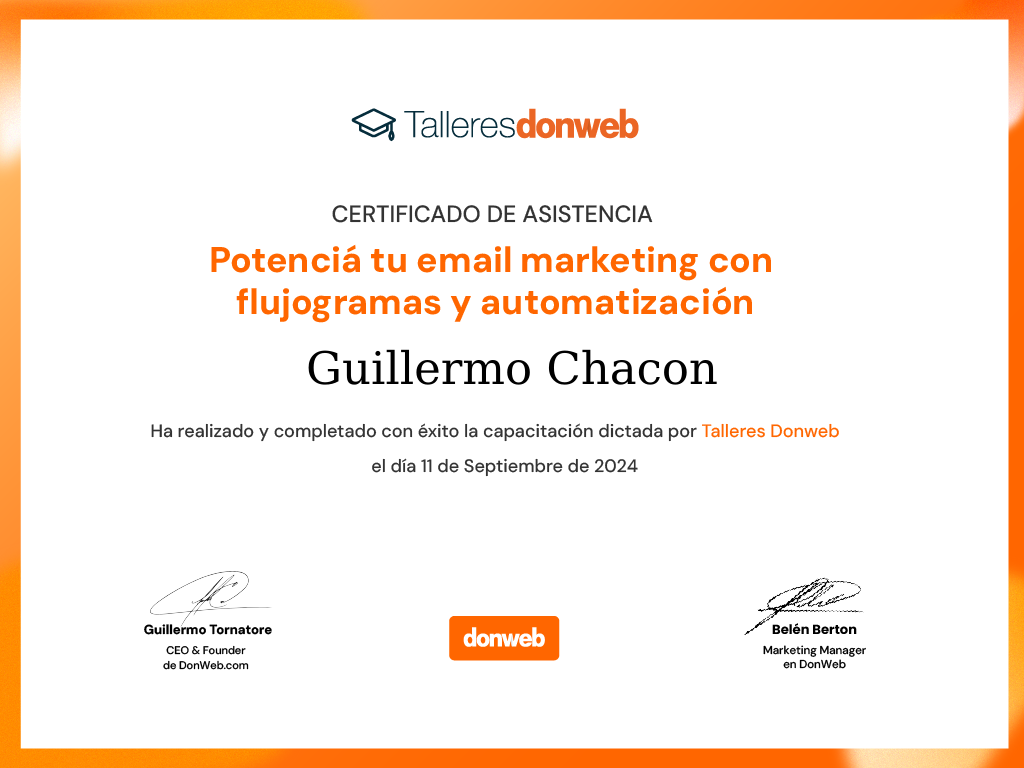 Certificado de asistencia · Talleres DonWeb