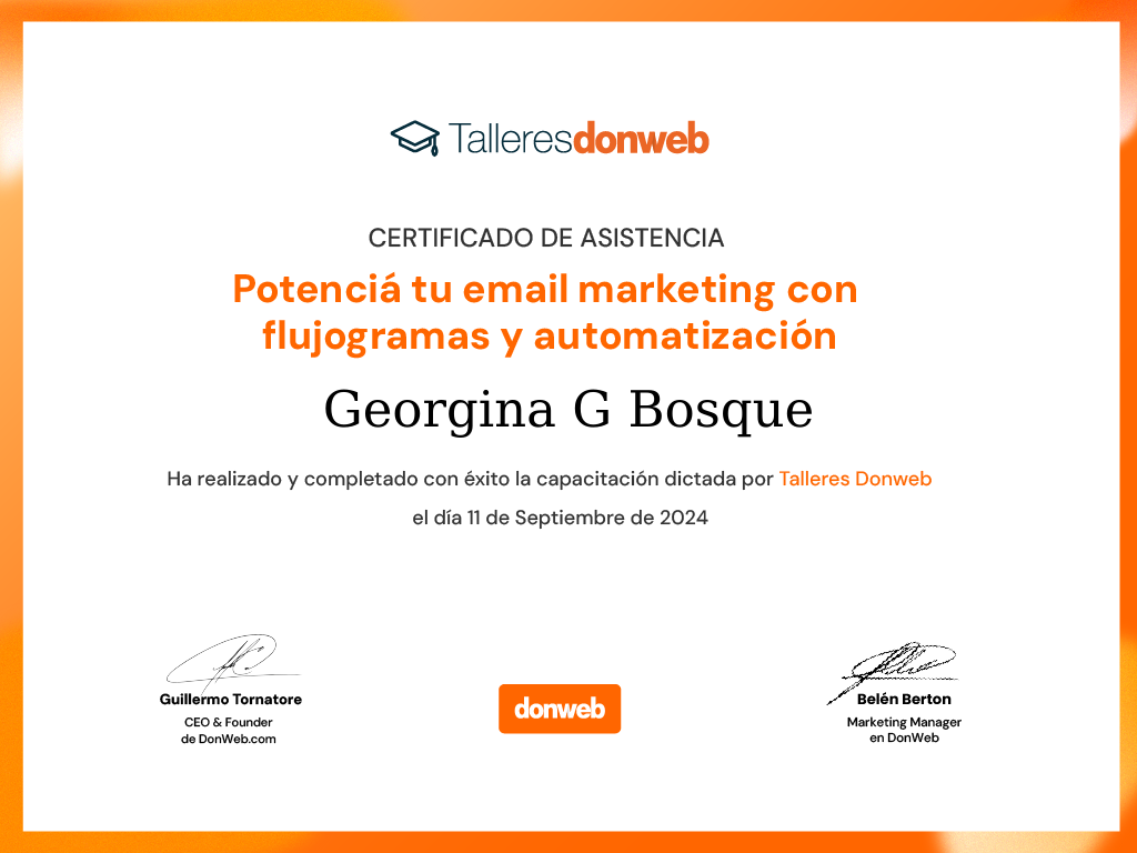 Certificado de asistencia · Talleres DonWeb