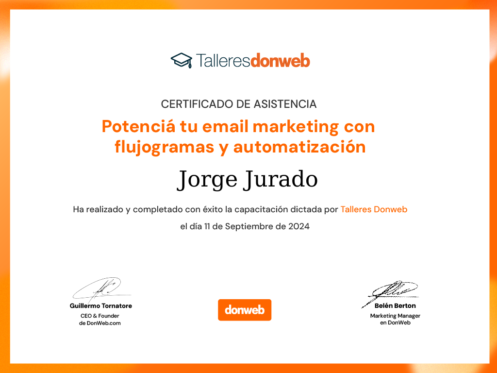 Certificado de asistencia · Talleres DonWeb