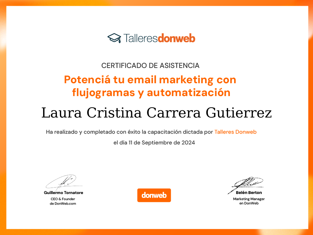 Certificado de asistencia · Talleres DonWeb