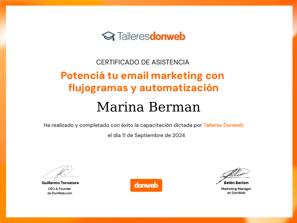 Certificado de asistencia · Talleres DonWeb
