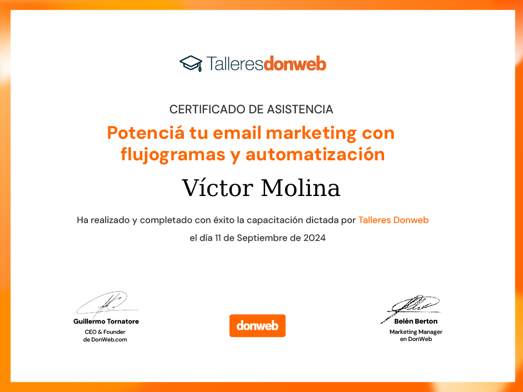 Certificado de asistencia · Talleres DonWeb