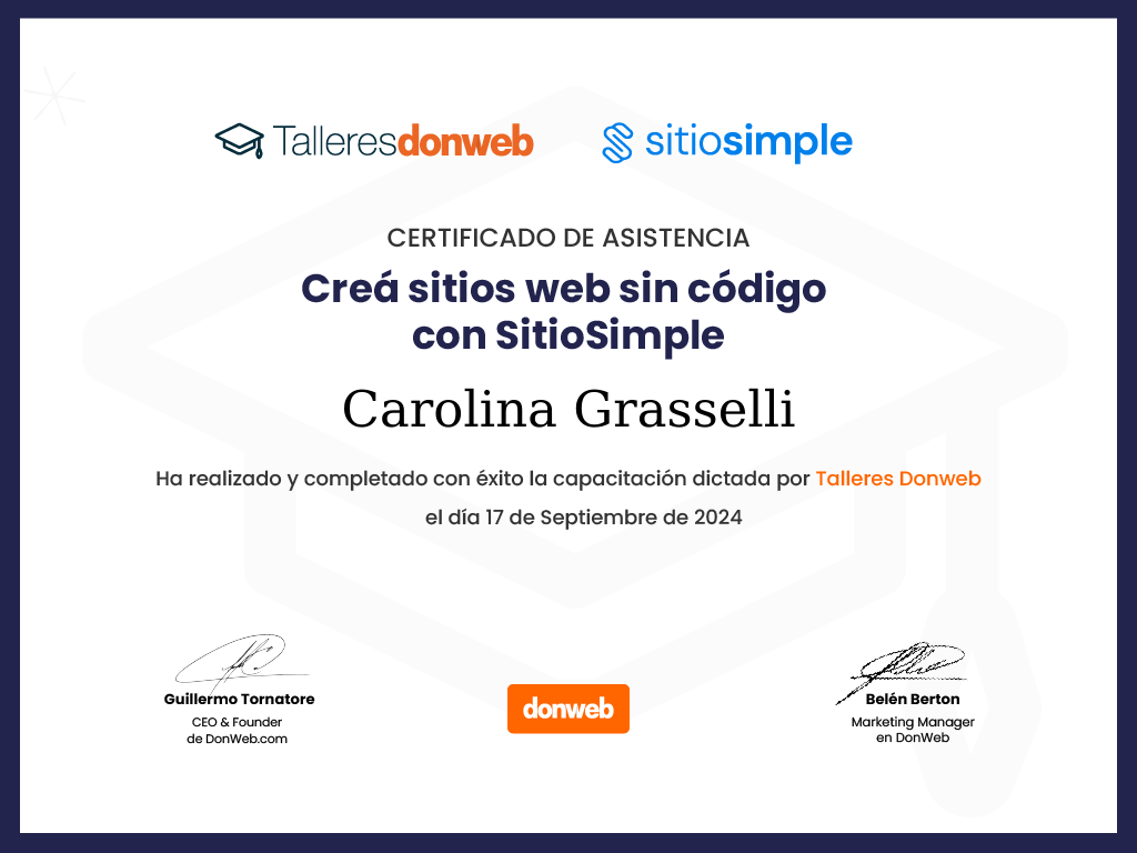 Certificado de asistencia · Talleres DonWeb