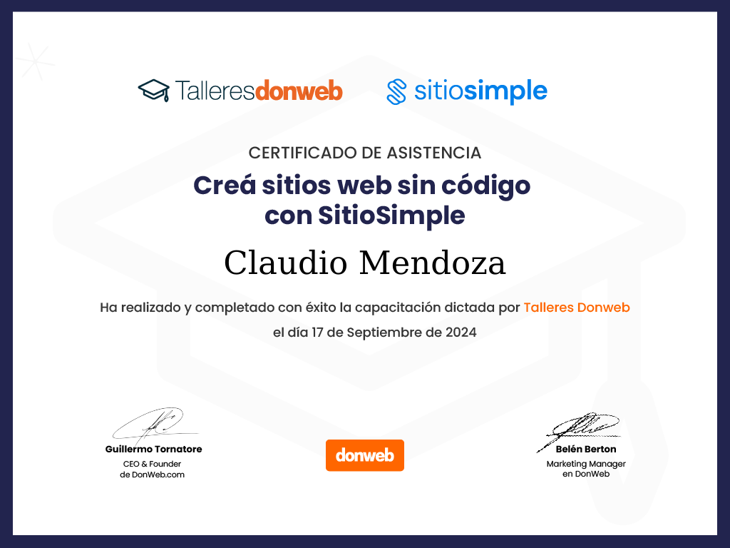 Certificado de asistencia · Talleres DonWeb