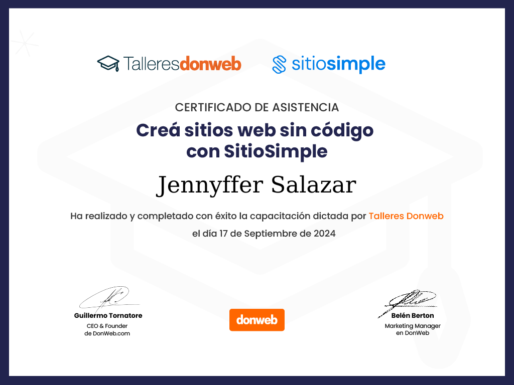 Certificado de asistencia · Talleres DonWeb