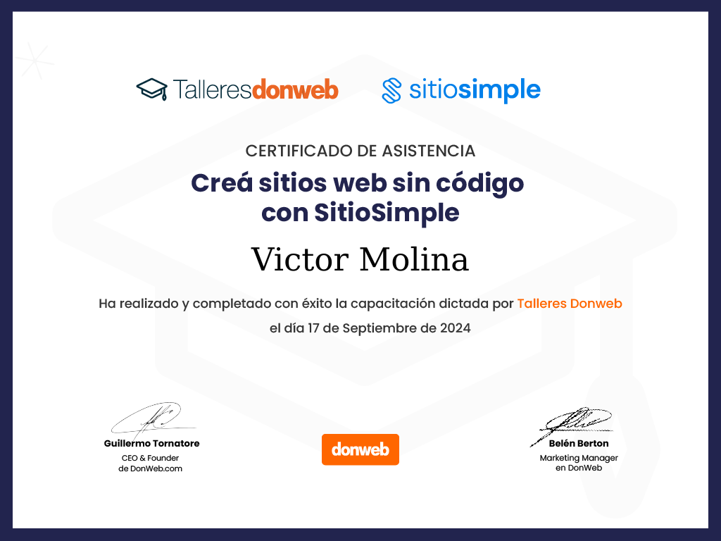 Certificado de asistencia · Talleres DonWeb