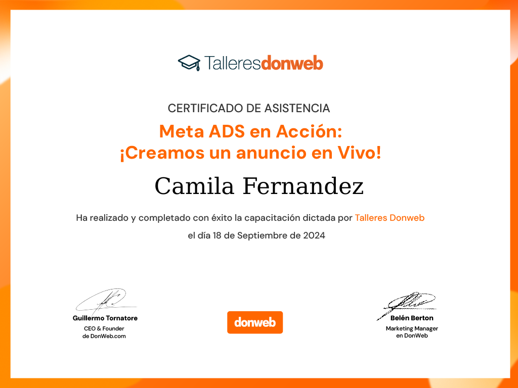Certificado de asistencia · Talleres DonWeb