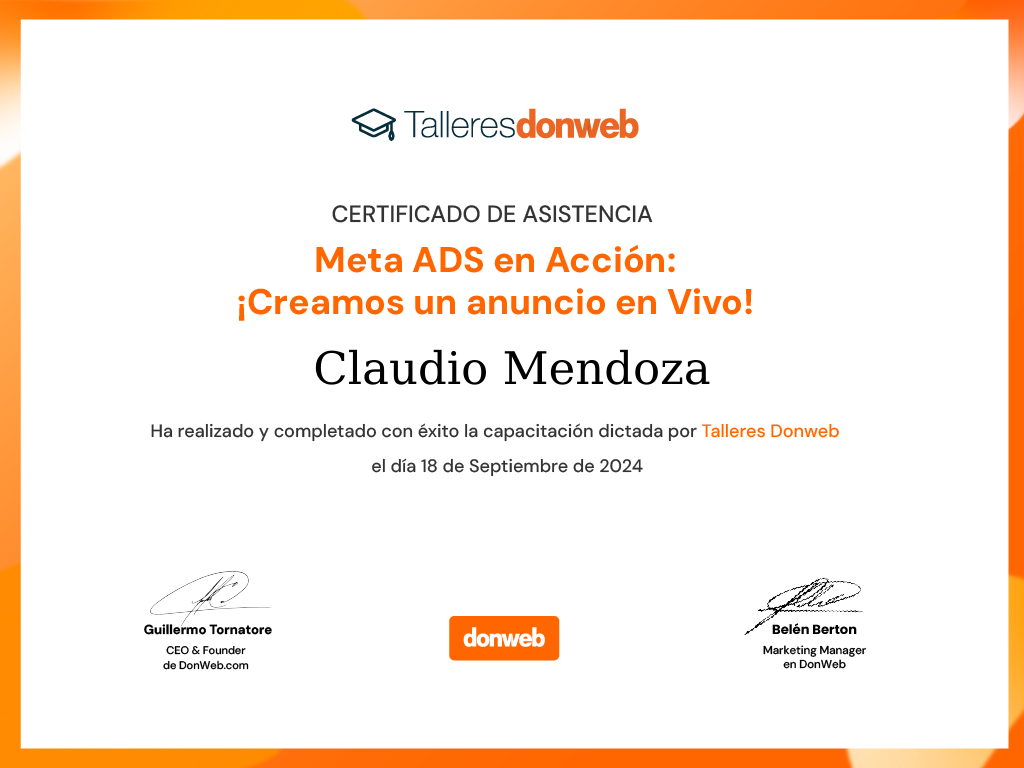 Certificado de asistencia · Talleres DonWeb