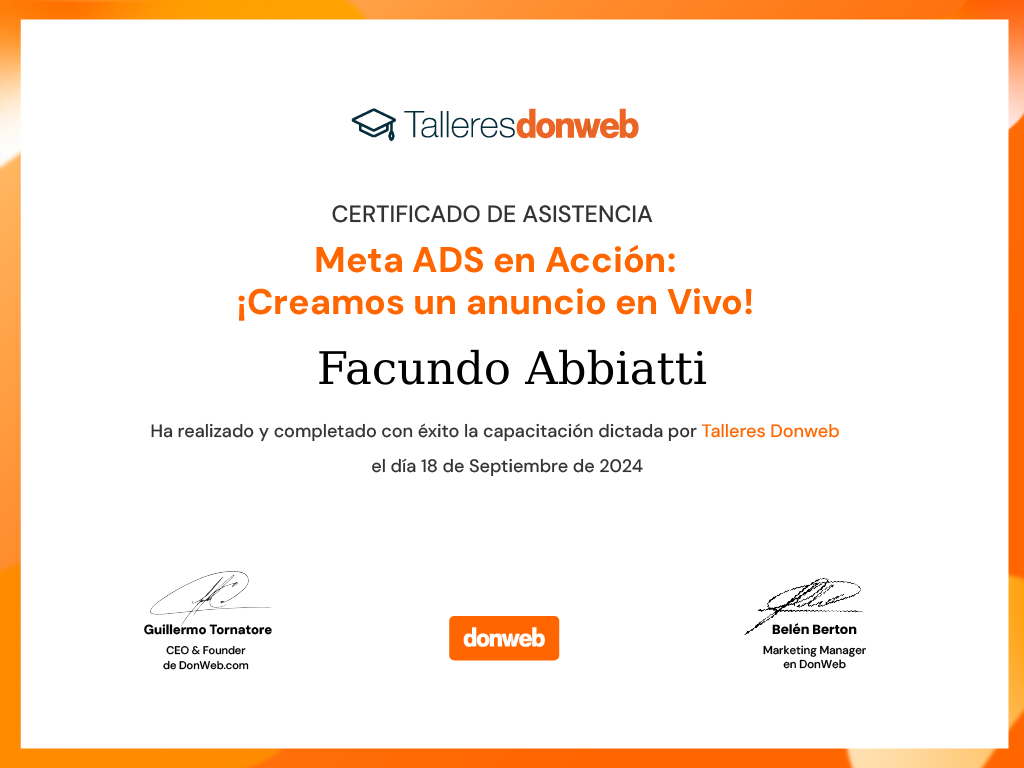 Certificado de asistencia · Talleres DonWeb