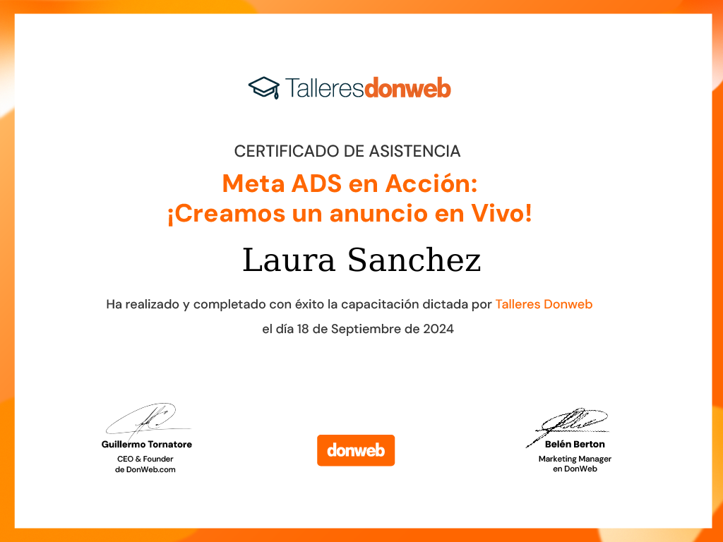 Certificado de asistencia · Talleres DonWeb