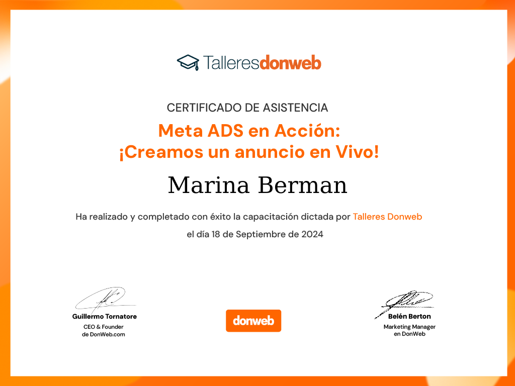 Certificado de asistencia · Talleres DonWeb