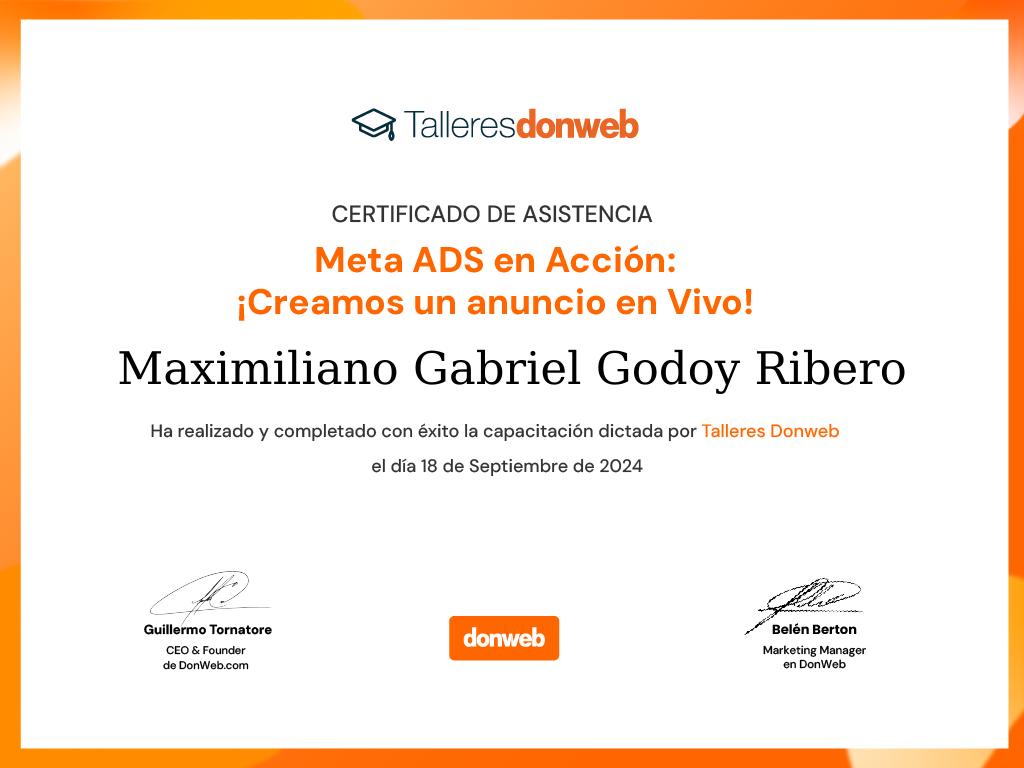 Certificado de asistencia · Talleres DonWeb