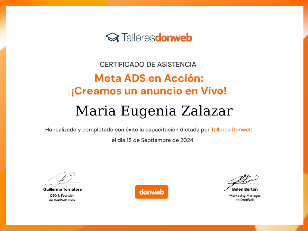Certificado de asistencia · Talleres DonWeb