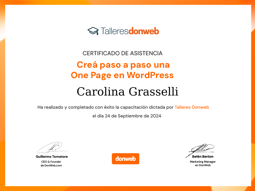 Certificado de asistencia · Talleres DonWeb