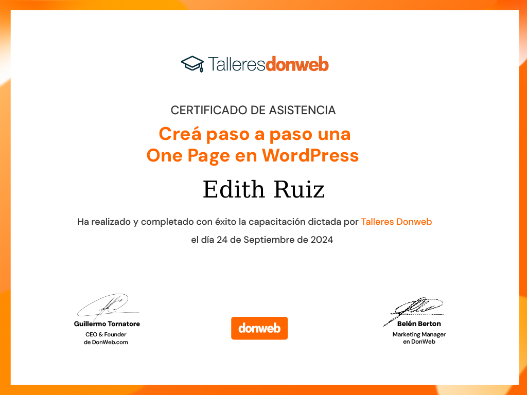 Certificado de asistencia · Talleres DonWeb