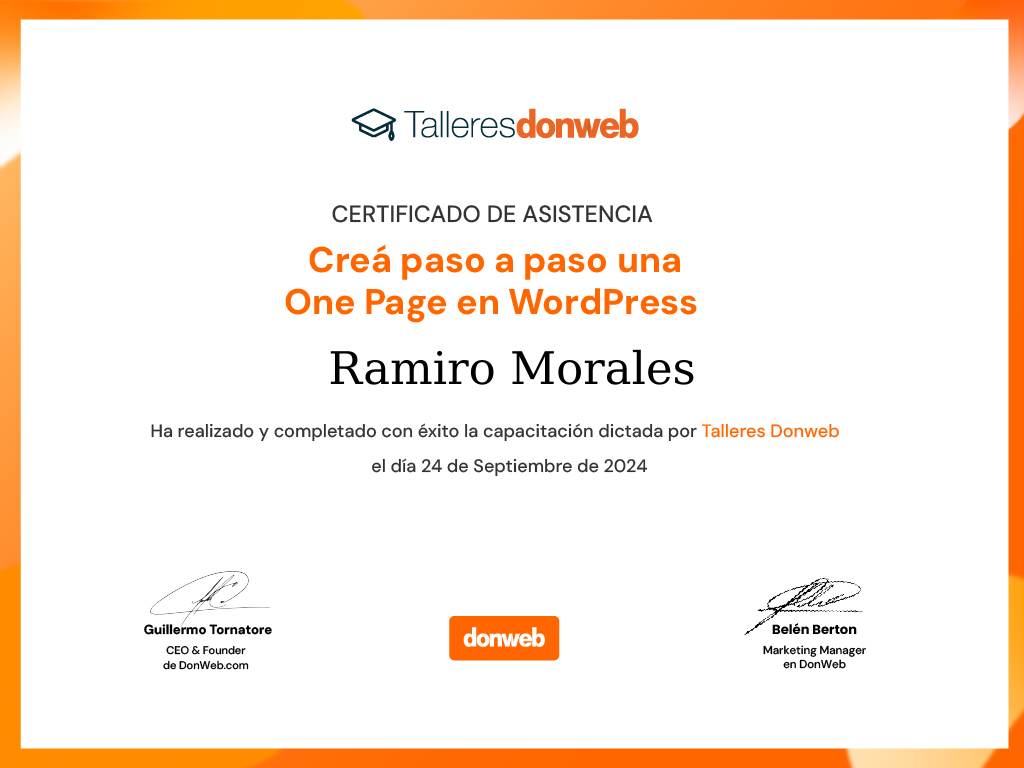 Certificado de asistencia · Talleres DonWeb