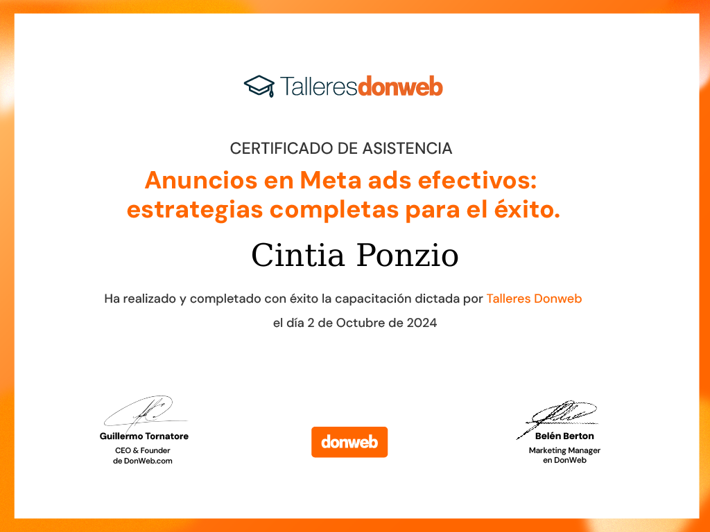 Certificado de asistencia · Talleres DonWeb