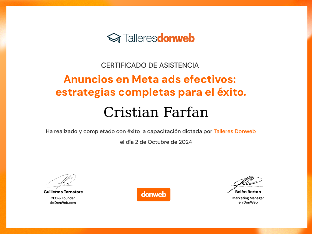 Certificado de asistencia · Talleres DonWeb