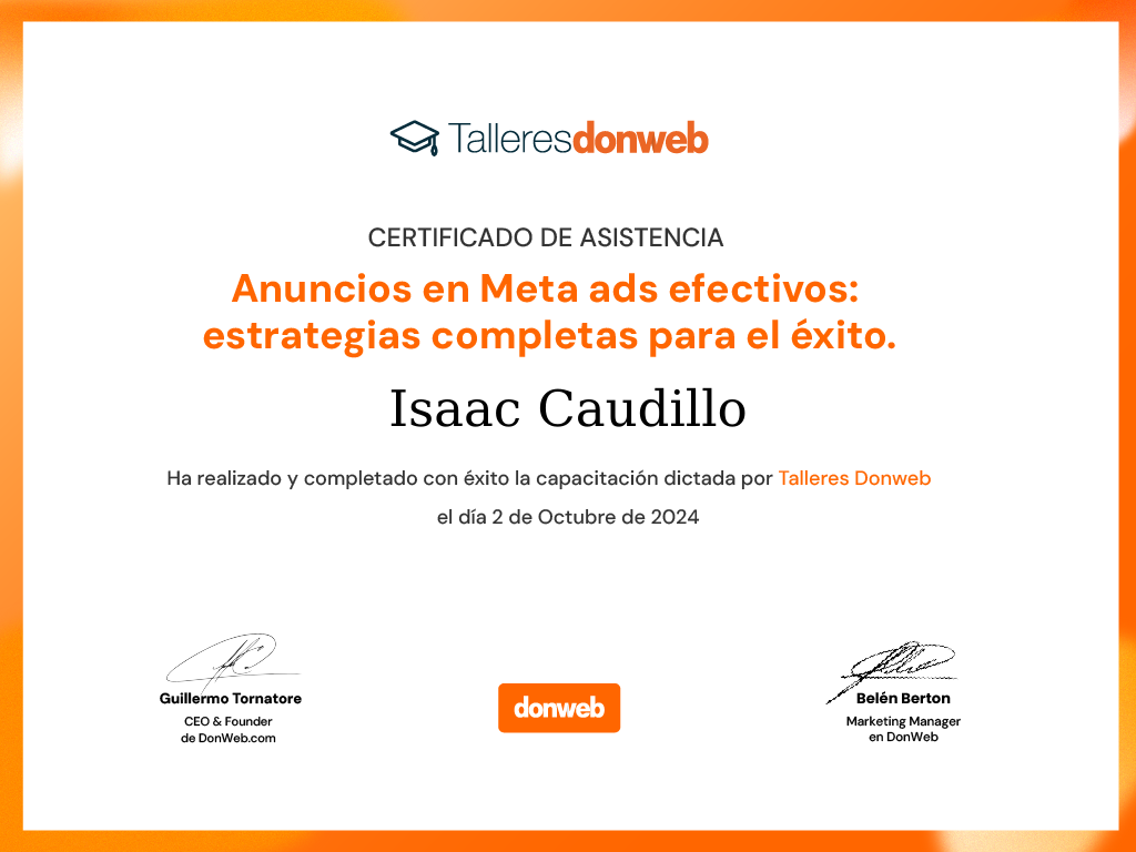 Certificado de asistencia · Talleres DonWeb