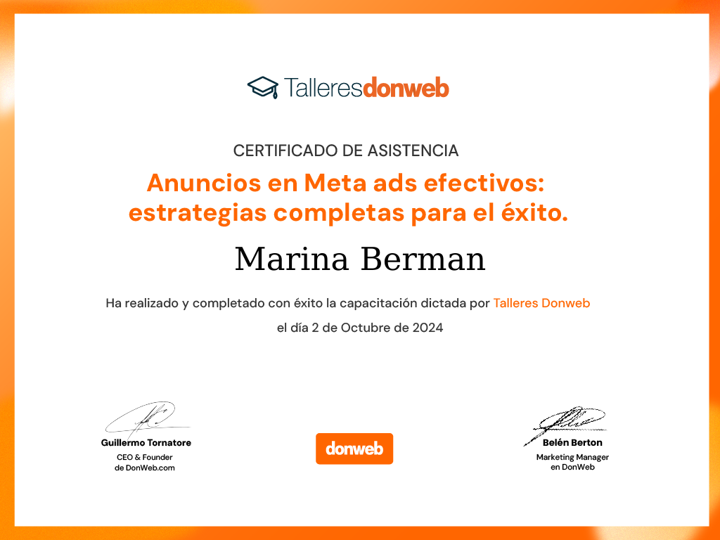 Certificado de asistencia · Talleres DonWeb