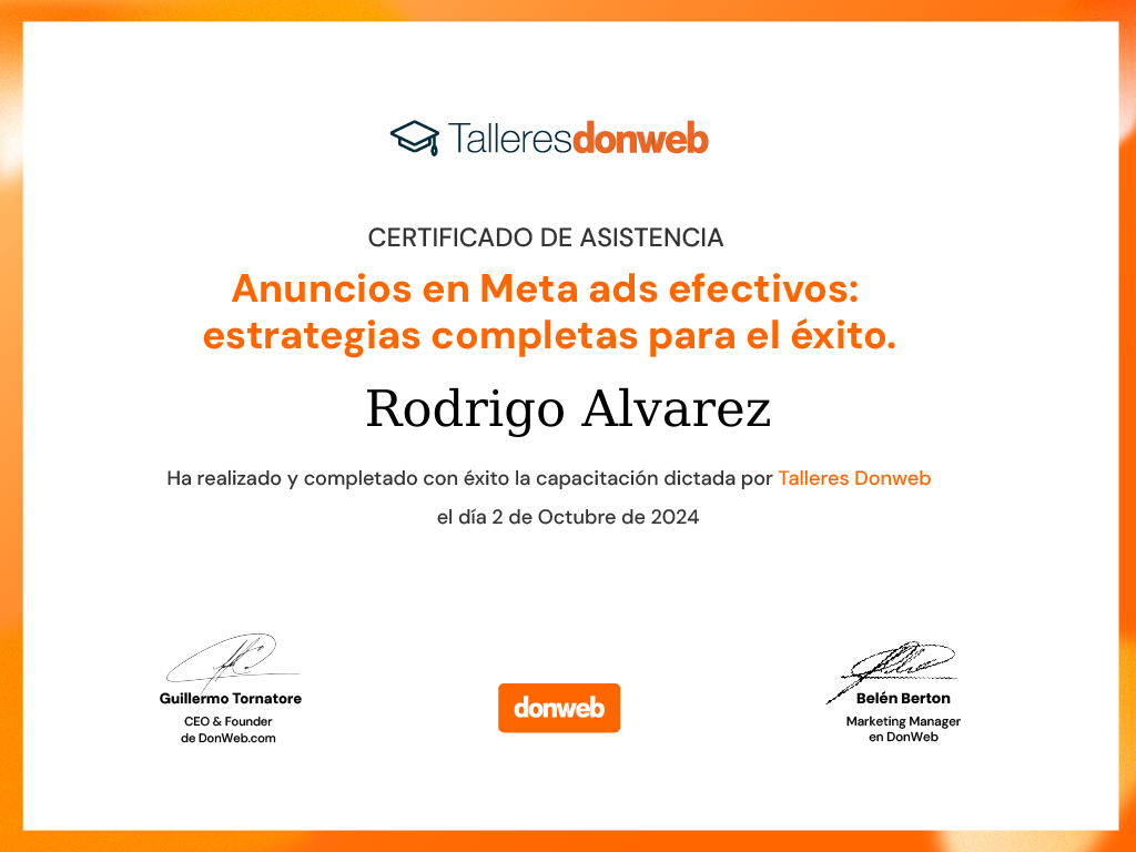 Certificado de asistencia · Talleres DonWeb
