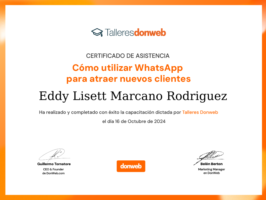 Certificado de asistencia · Talleres DonWeb