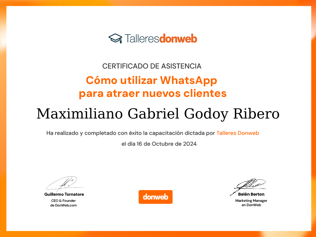 Certificado de asistencia · Talleres DonWeb